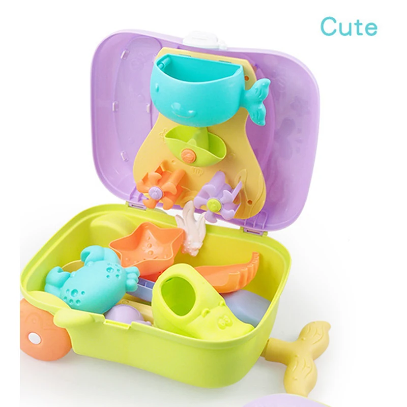 

Beach Tools Set Sand Playing Soft glue Toys bag For Kids Fun Water Beach Seaside Tools Child Sandglass Shovel Tool Gifts