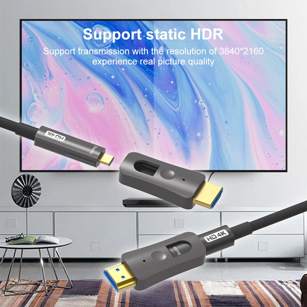 10 м 20 30 HDMI совместимый оптоволоконный кабель 4K @ 60 Гц 18 Гбит/с HDR Dolby HDCP2.2 ARC с двумя