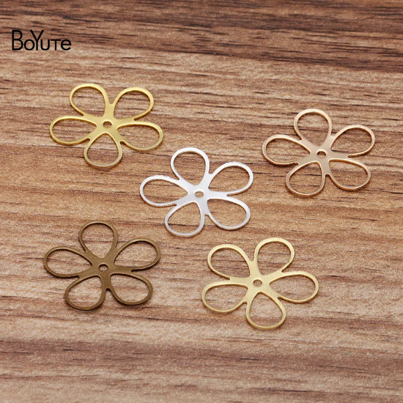 

BoYuTe 100Pcs Metal Copper Stamping Plate 22MM Flower Diy Hand Made Jewelry Accessories Parts