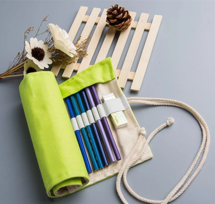 Универсальные однотонные Цвет Холст Карандаш Обёрточная бумага 12/24/36/48/72 слотов