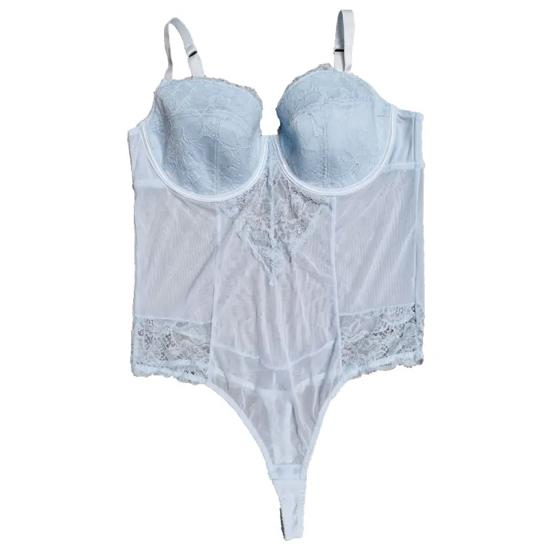 Сексуальное Женское боди с цветочным кружевом, прозрачное, на косточках ...