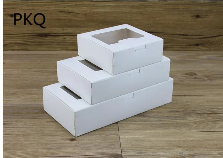 white 5 шт. крафт Бумага упаковка для печенья, торта, включая цветную коробку с пластиковой ПВХ окна для конфеты печенье шоколад Бумага картонная подарочная коробка - Цвет: white