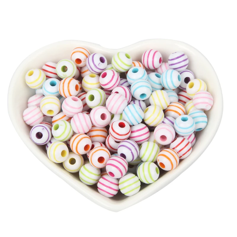 Бусины для изготовления ювелирных украшений круглые акриловые бусины в полоску