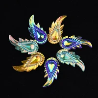 boliao new 5pcs 1735mm ab color shiny fish tail resin rhinestone flat back sew on bagsclothes pendant decoration r303
