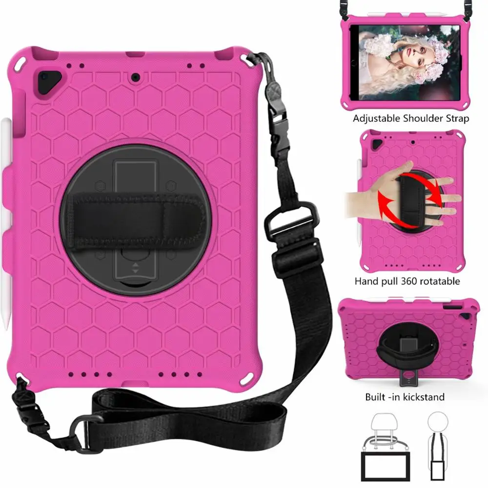 

Регулируемый плечевой ремень с поворотным кронштейном на 360 градусов защитный чехол из ЭВА для нового ipad(2017/2018) PRO 9,7/Ipad air2/air1