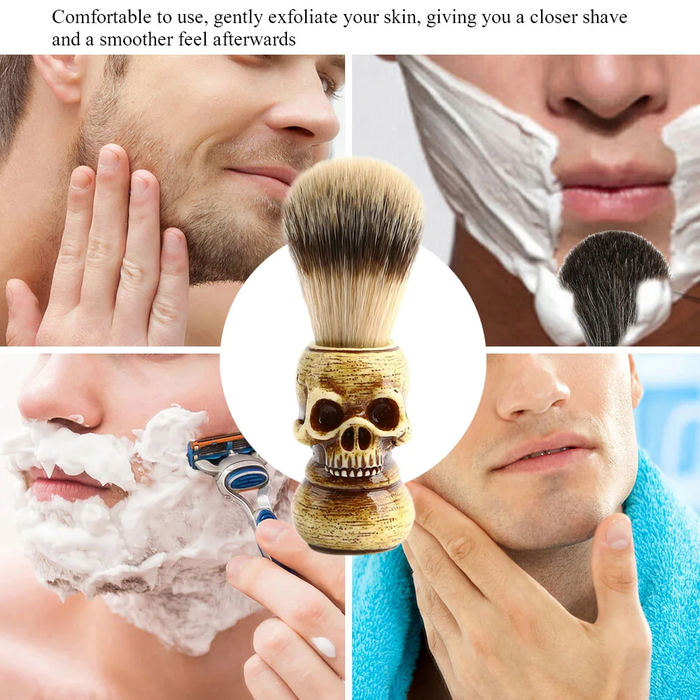 Мужская кисть для бритья Смола череп скелета натуральная смола ручка макияж
