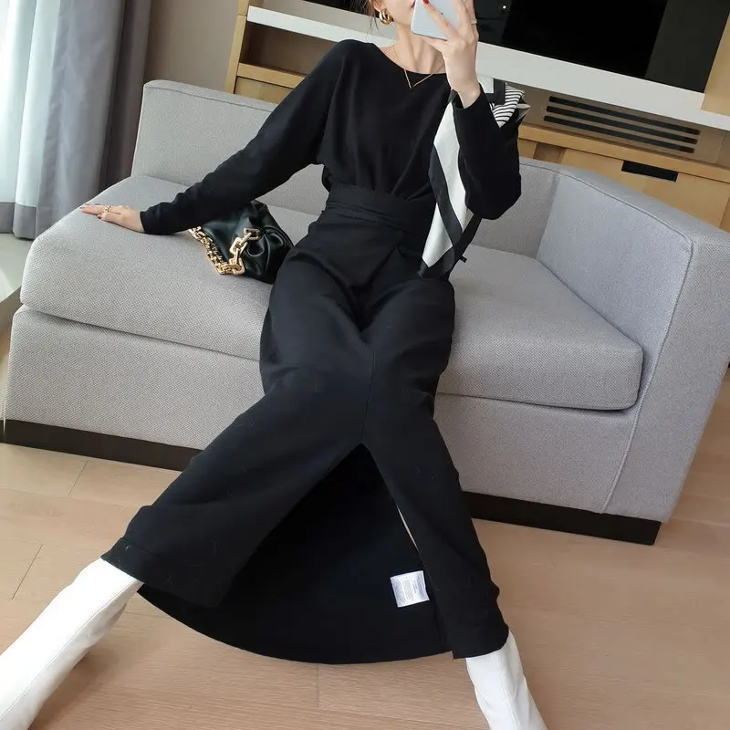 

XITAO Split Knitted Dress Fashion New Women Pull Sleeve Full Sleeve Pleated Goddess Fan Casual Style 2021 Spring Dress ZY6236