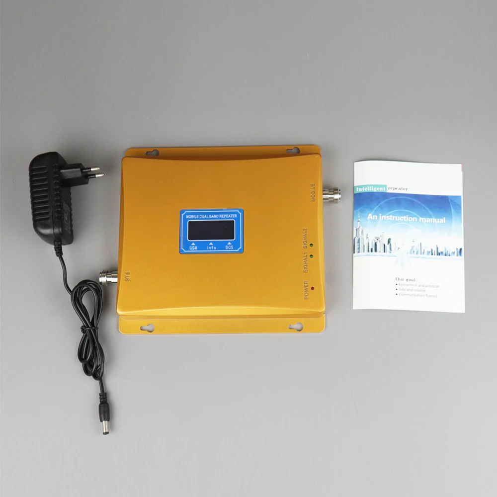 

ZQTMAX GSM 900 DCS 1800 Dual Band 2G 4G Repeater LTE Cellular Mobile Signal Amplifier with Indoor outdoor Antenna Accessories