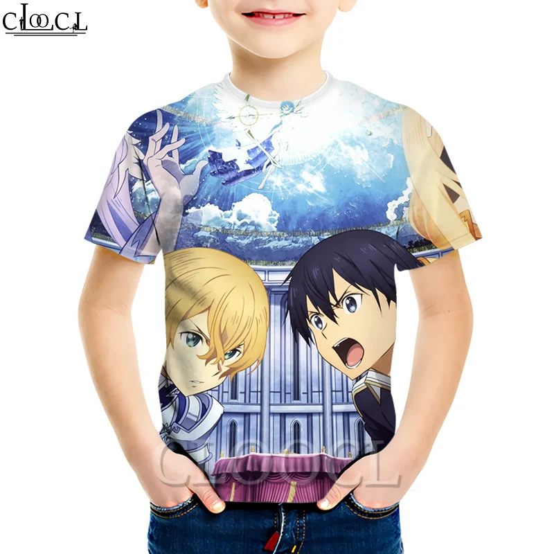 

CLOOCL Japanese Anime Sword Art Online Summer Kids T-shirts 3D Print Girls Boys Short Sleeve Hot Selling Fashion Casual Tops