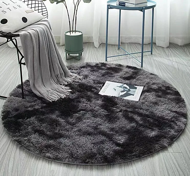 deep grey Градиентный однотонный ковер более толстые коврики нескользящий круглый коврик Ванная комната коврик для гостиной мягкие пушистые детские коврики для спальни 100 см - Цвет: deep grey
