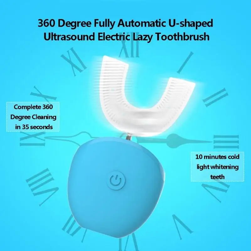 Электрическая зубная щетка u-типа с usb-зарядкой, автоматическая звуковая зубная щетка, 360 градусов, без рук, зубная щетка для отбеливания зубов