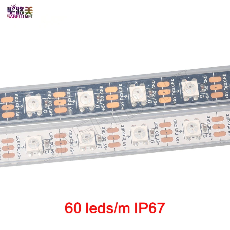 1 м 5 DC5V WS2812B WS2812 Светодиодная лента индивидуально Адресуемая умная RGB светильник