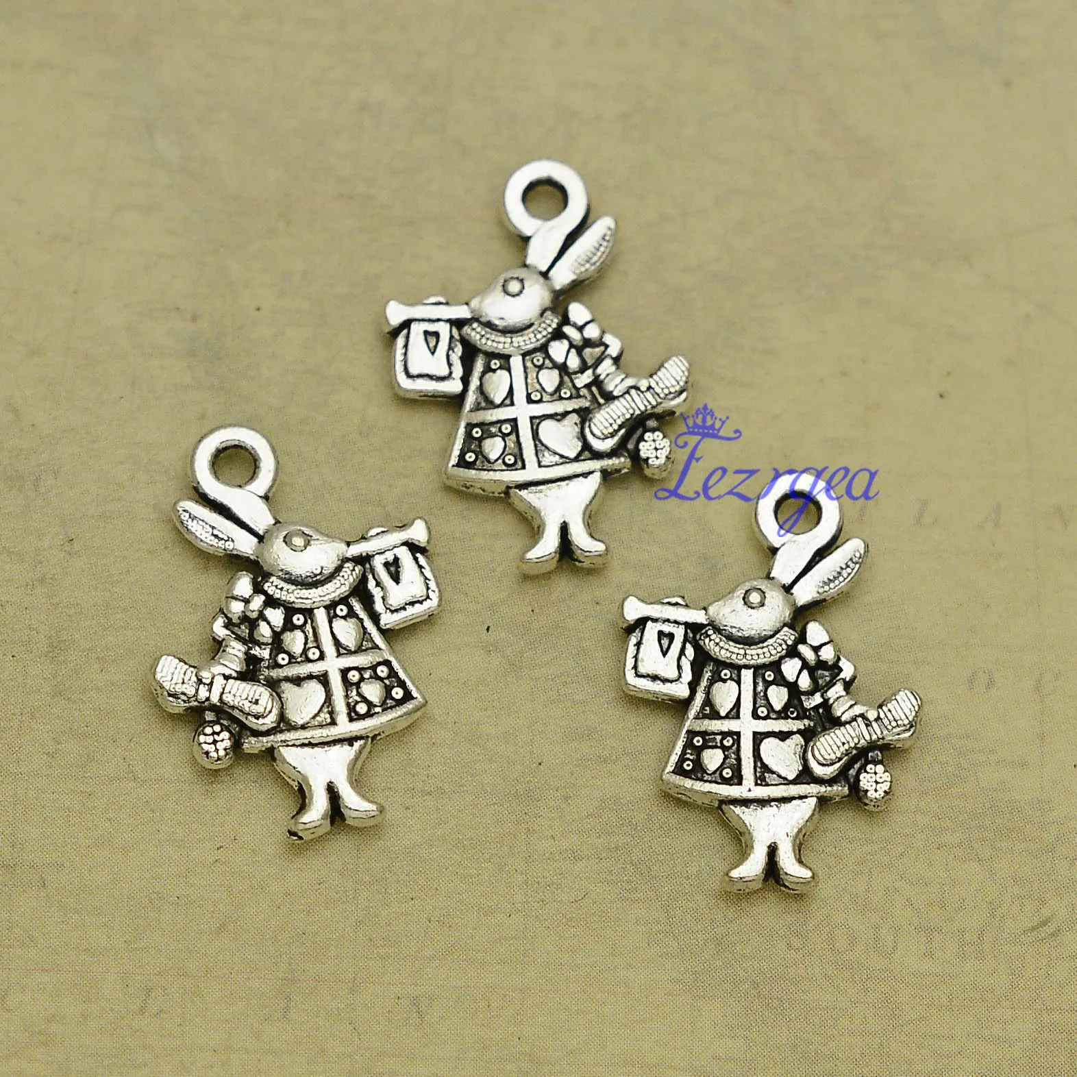 30 шт./лот 20х14 мм подвеска в виде кролика с античным посеребренным покрытием