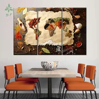 World Of Spices Multi Panel 3 Piece Canvas Home WallDecoration Oil Painting