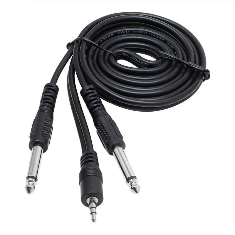 

Double 6.35mm Male 1/4\" Mono Jack to Stereo 1/8\" 3.5mm Jack Cable Cord