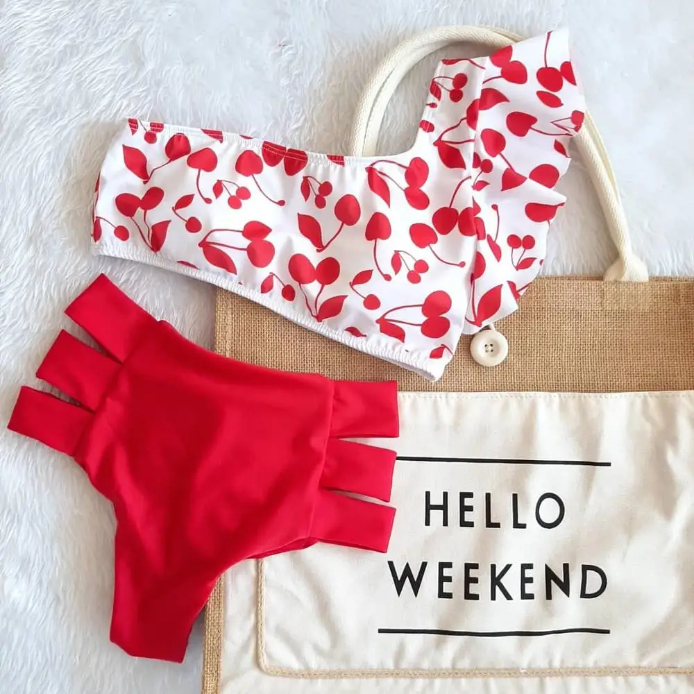 Новинка 2020 бикини с высокой талией женский купальник двойными оборками комплект