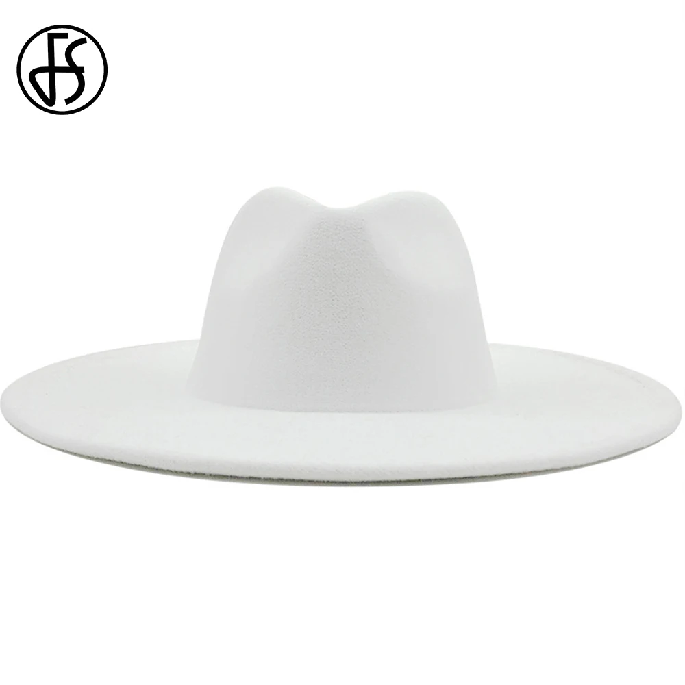 FS зимние белые шляпы в британском стиле 9 5 см для мужчин с большими полями