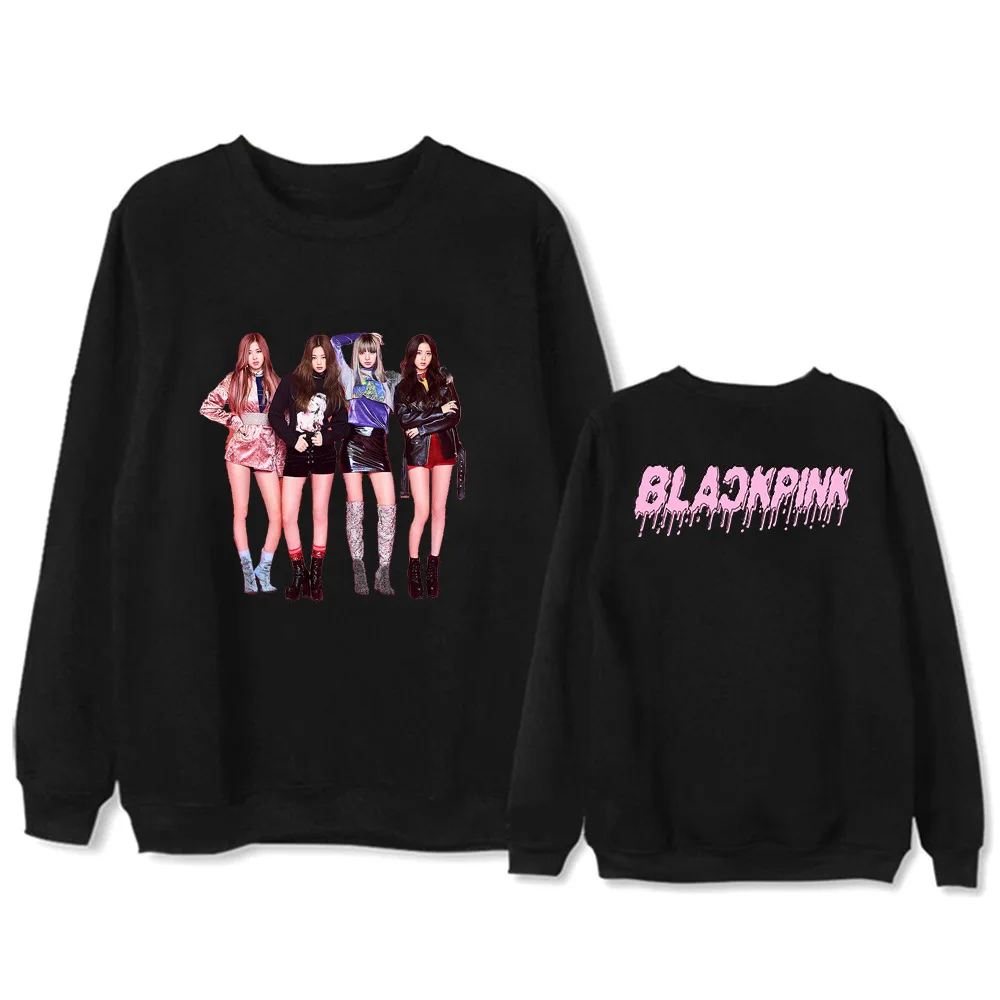 BLACKPINK Kpop толстовка с капюшоном, одежда, толстовки для женщин harajuku, розовое зимнее пальто для мужчин, хлопок, повседневная одежда с героями мультфильмов, 2019new, весна-осень - Цвет: thick