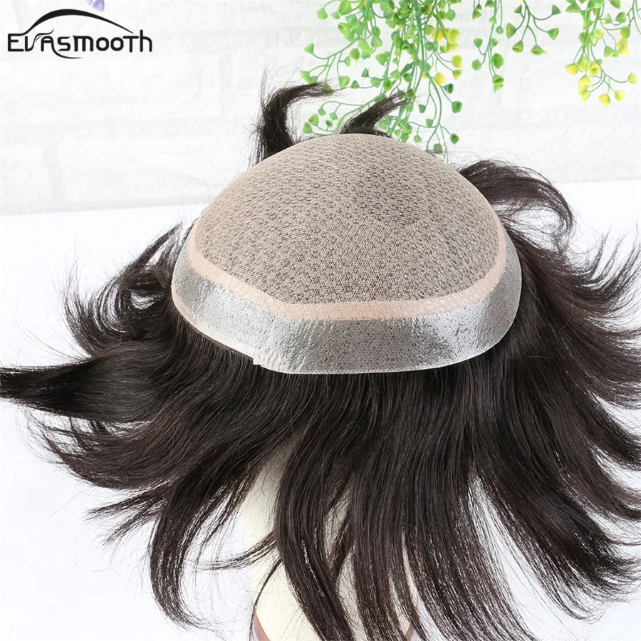 Парик мужской из натуральных человеческих волос s Toupee шелковая база сменные