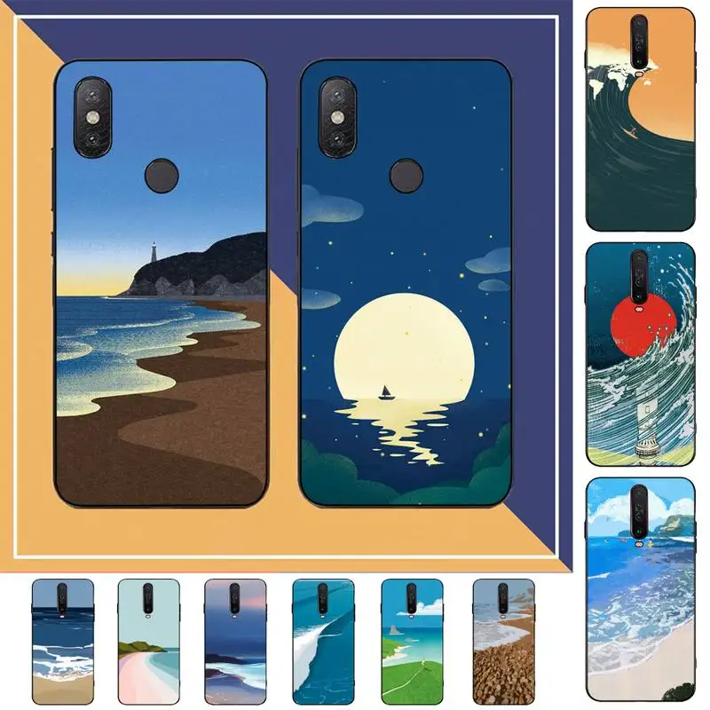 

TOPLBPCS Sea Wave Sunrise Phone Case for Redmi Note 8 7 9 4 6 pro max T X 5A 3 10 lite pro