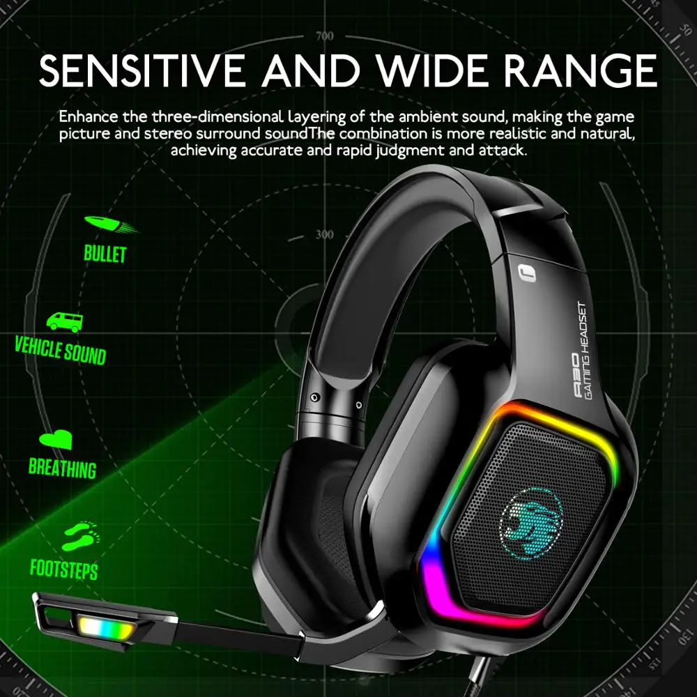 Игровые наушники DDJ с шумоподавлением гарнитура микрофоном и RGB светильник кой
