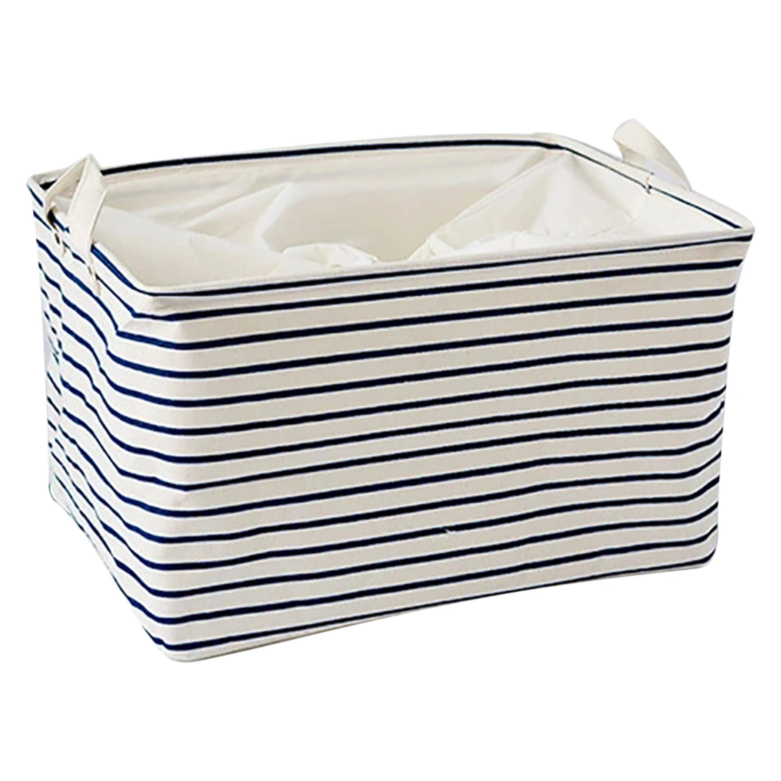 

Портативная складная корзина для хранения одежды в голубую полоску с ручками