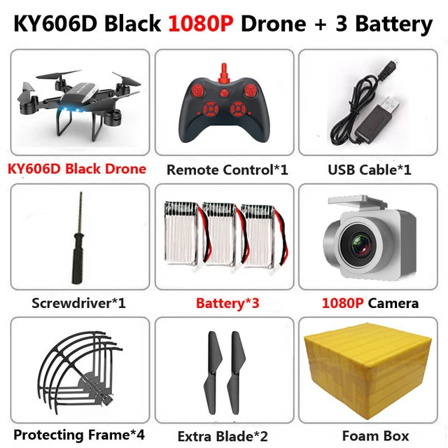 1080P Black 3B FB KEELEAD Дрон KY606D 4K 1080P HD wifi камера дроны режим удержания высоты складной Радиоуправляемый квадрокоптер с камерой VS E58 SG106 мини Дрон - Цвет: 1080P Black 3B FB