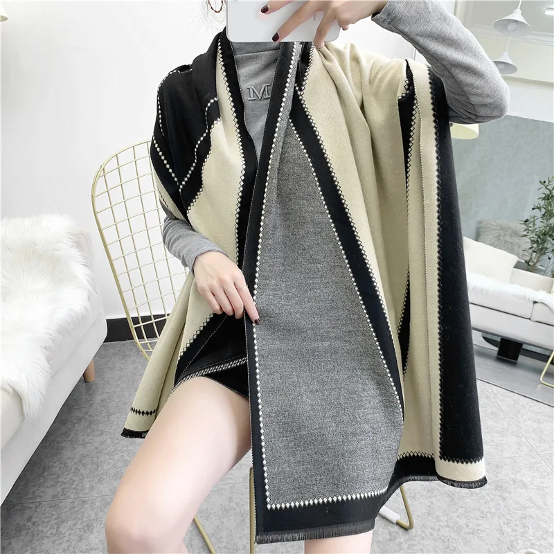 Модное зимнее одеяло женский кашемировый теплый шарф из пашмины женские