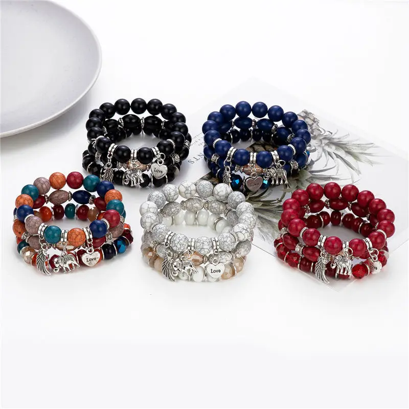

Krasivaya Texture Ball With Elephant Pendant Bracelet For Lover Fashion Jewelry Gift