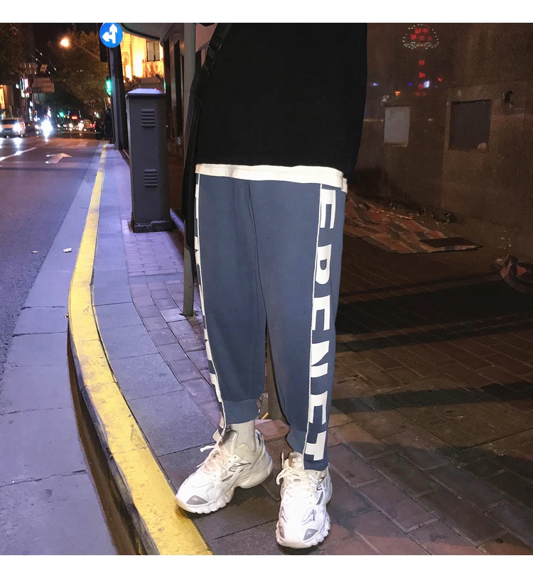 Plus Velvet Thick Joggers Pants Men's Fashion Letters Printed Casual Sweatpants Men Street Wild Hip Hop Loose Trousers Mens