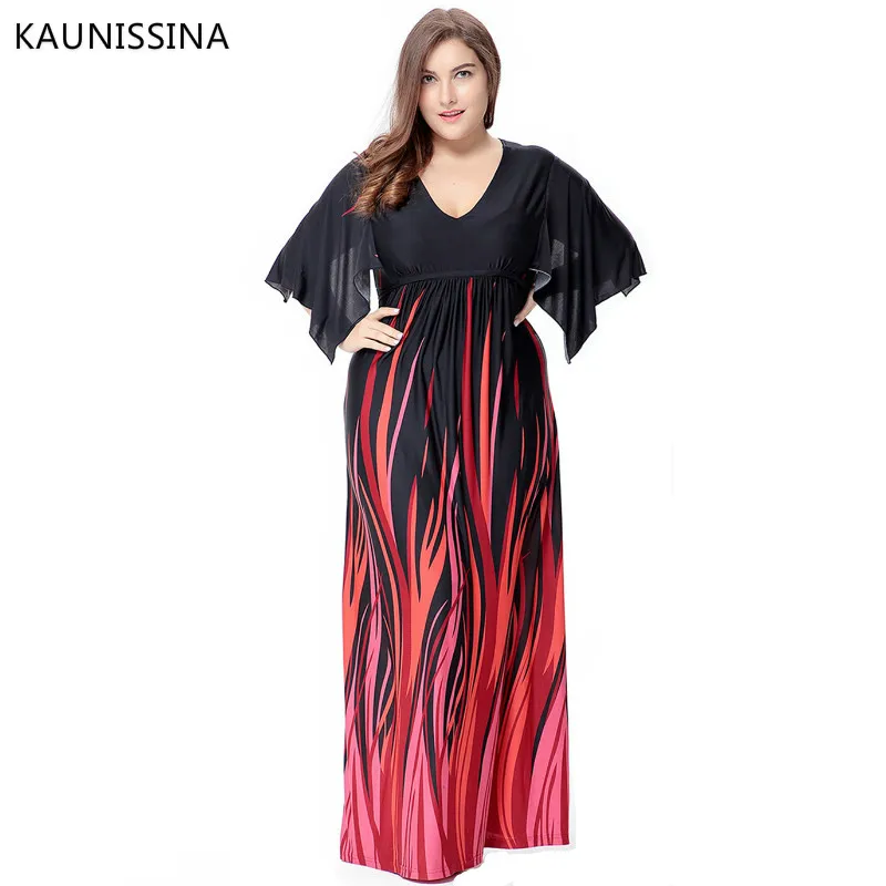 

Женское летнее платье больших размеров с принтом на каждый день с короткими рукавами в богемном стиле V образным вырезом длинное платье жен...