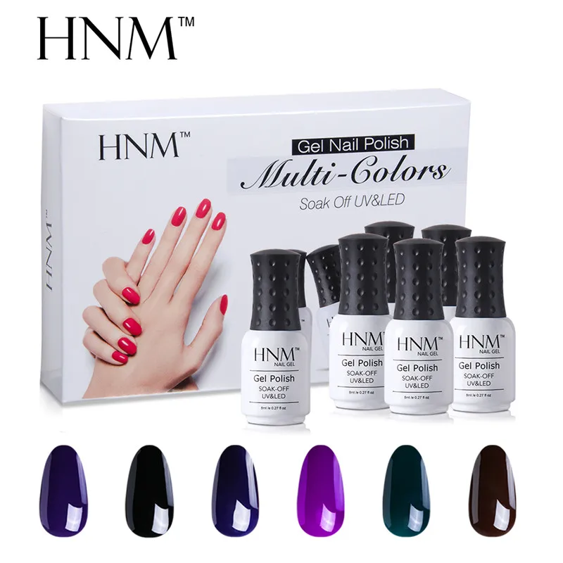 HNM 6pcs/set Nail Art Pure Color 8ML Gel Varnish Sets Nail Polish Kit Manicure UV Gel Lucky Gel Varnish Lacquer DIY For Nail Kit - Цвет: 25