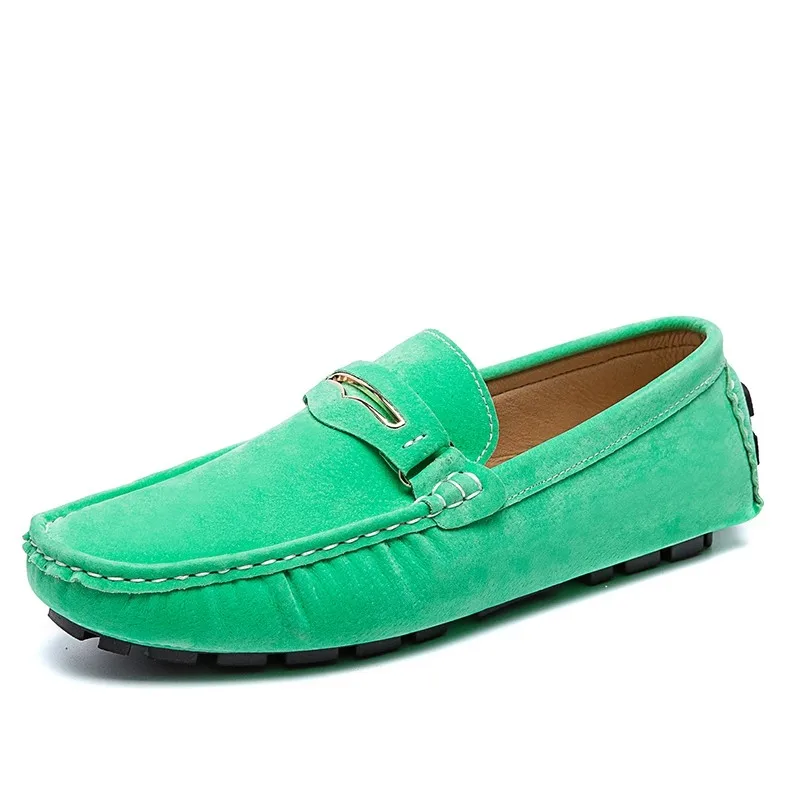 AGSan Loafers Men Green Leather Penny Suede Moccasins Boat Shoes Slip On Mens Driving Big Size 38-48 | Обувь
