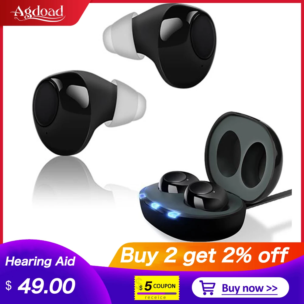 

Double Hearing Aids Rechargeable Digital Hearing Aid with Charging Case Audifonos Hearing Device Hearing Amplifier for Elderly