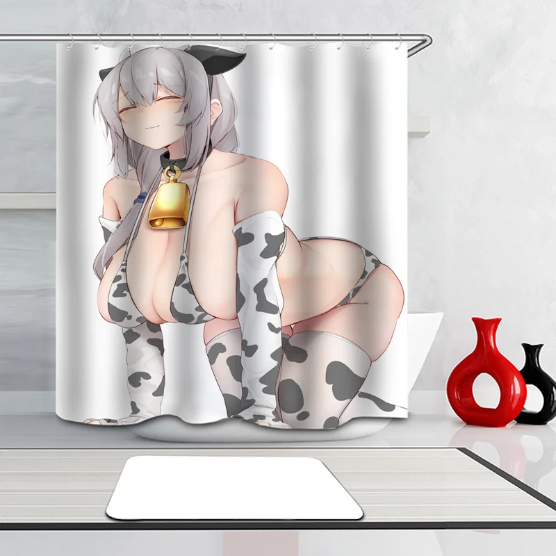 

Anime temptation big breast bikini girl printing shower curtain bathroom products with hook waterproof bathroom decoration