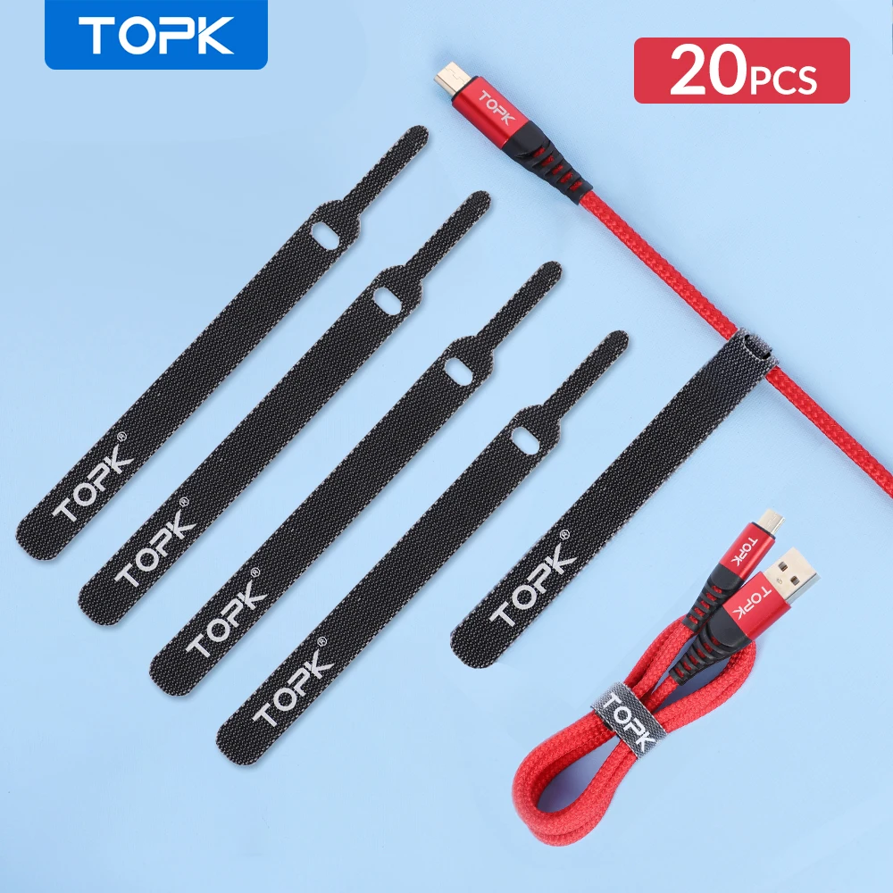 

TOPK 14CM Nylon Cable Protector Cable Organizer Wire Winder Earphone Mouse Cord Management for iPhone Samsung Xiaomi USB Cable