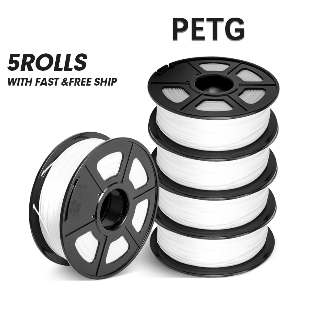 

PETG Filament 5kg 1.75mm PETG Filaments 1kg 5 Rolls Diameter Tolerance 0.02mm High Toughness FDM 3D Printer Material Wholesale