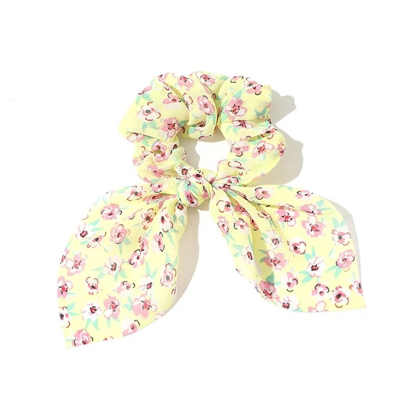 

Ponytail Scrunchie Hair Ties Scarf Elastic Hair Rope For Women Hair Bow Ties Scrunchies Hair Bands Flower Print Ribbon Hairbands