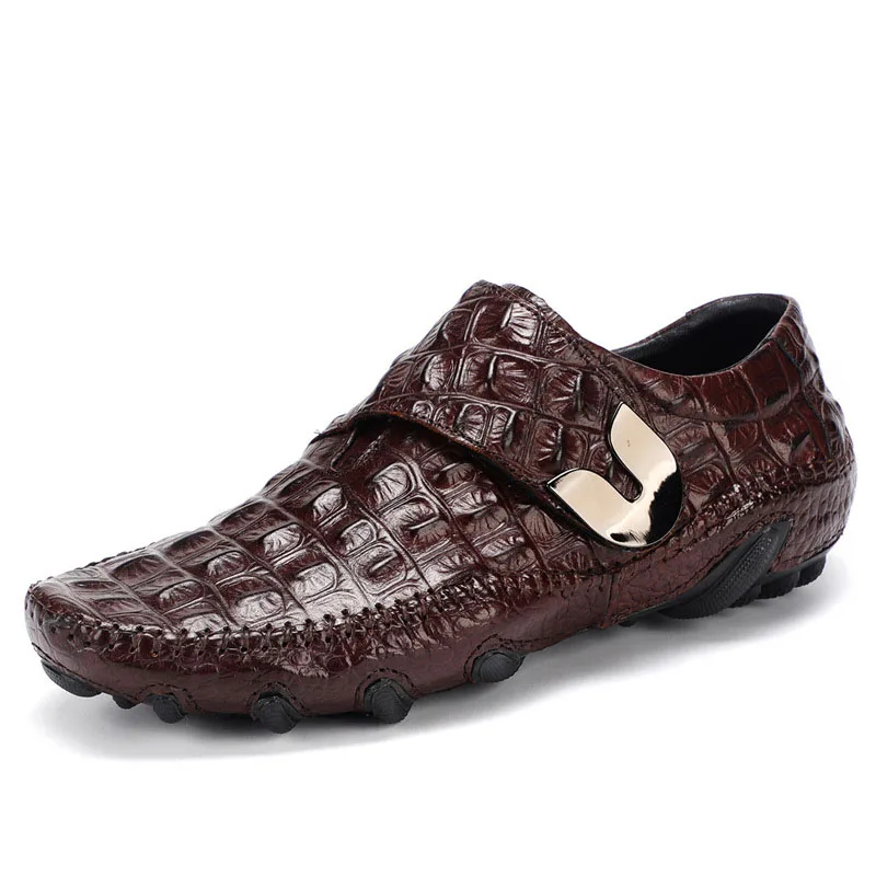 Luxury Driving Shoes Mens Shoes Genuine Leather Shoes Loafer Cow Leather Crocodile Pattern Hasp Casual Shoes Zapatos Hombre