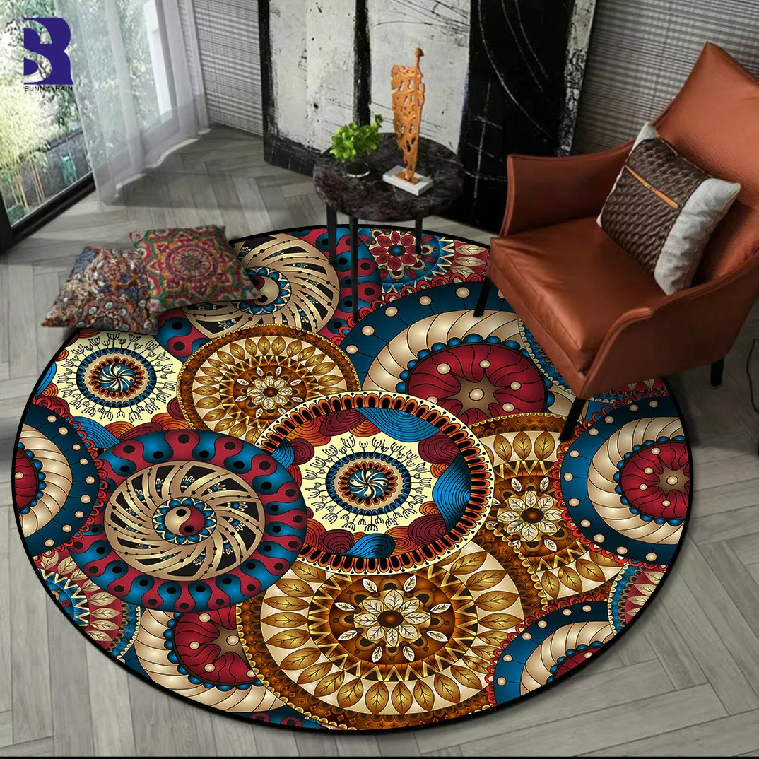 

SunnyRain 1-piece Printed Round Rug for Bedroom Round Area Rugs for Living Room