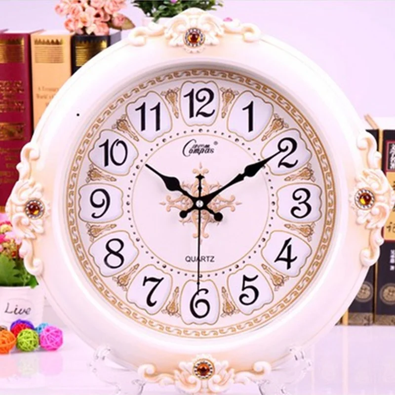 

Mute European Style Clock Wall Clock Living Room Bedroom Fashion Creative Large Wall Watch Modern Quartz Clock Shabby Chic