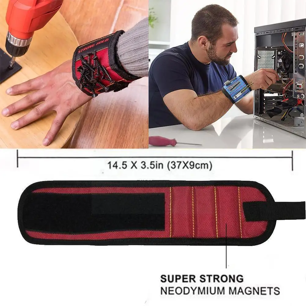 

Magnetic Wristband Portable Tool Bag Magnet Electrician Drill Bracelet Tool For Repair Belt Bits Wrist Tool Nails Screws H0M1