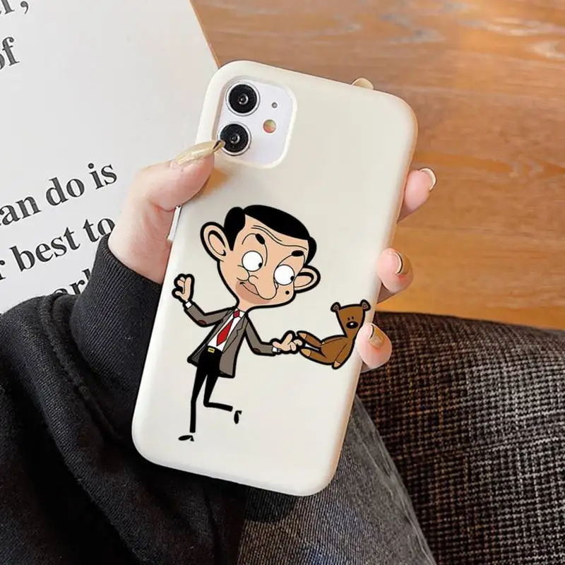 Чехол для телефона Mr.Bean с анимацией мягкий однотонный чехол iPhone 11 12 13 mini pro XS MAX 8 7 6