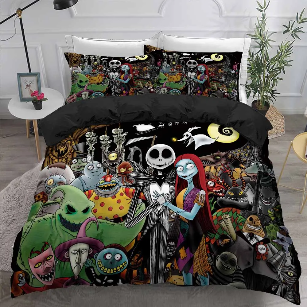 

The Nightmare Before Christmas Comforter Cover with Pillowcase 2/3Pcs Boys Girls Home Quilt Cover Movies Character Bedding Set