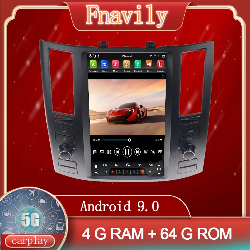 

Fnavily Android 9 Car Radio For infiniti FX FX25 FX35 FX37 Multimedia System Player GPS Navigation Vertical Screen Tesla Style