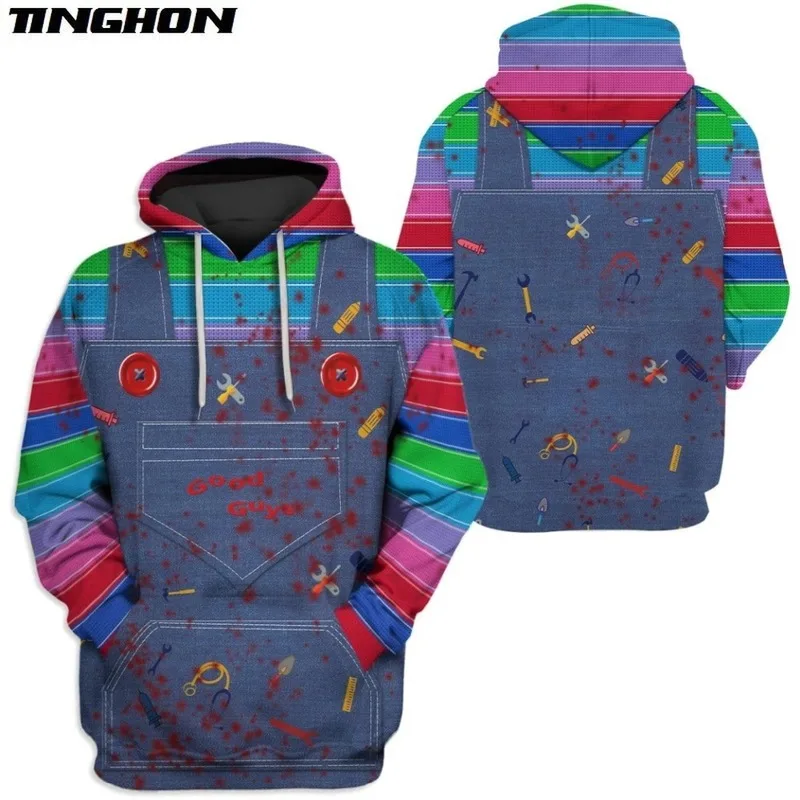 

XS-7XL Fashion Men hoodies 3D Full-Print horror movie Chucky Hoodie/Sweatshirt Apparel Cosplay costume Unisex Hoody streetwear