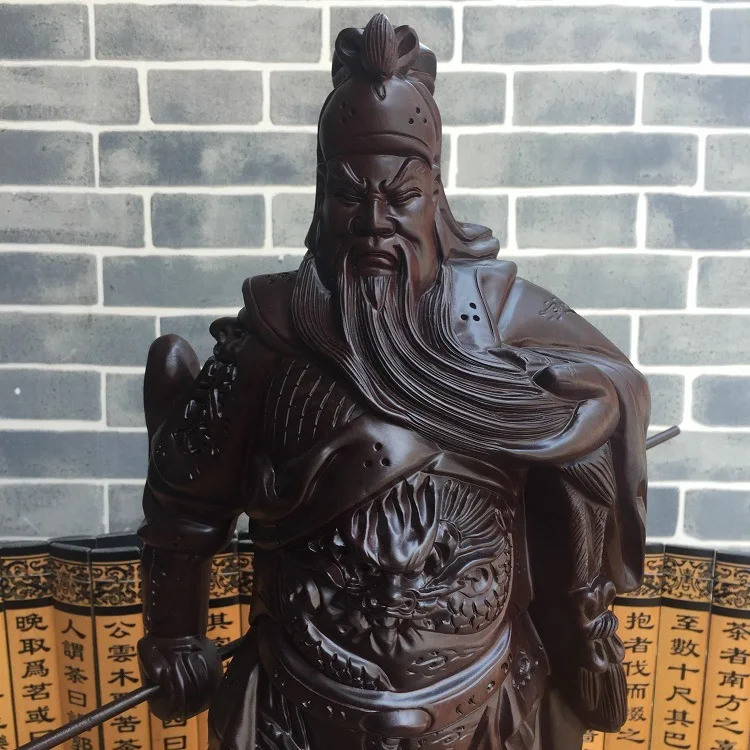 Статуя будды Guangong черная украшение для стола в гостиной из красного дерева