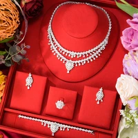 kellybola dubai noble luxury necklace bracelet earrings ring 4pcs womens wedding banquet anniversary fashion zircon jewelry set