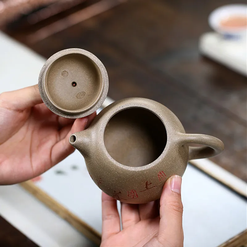

280ml Yixing Purple Clay Teapots Handmade Dragon Egg Shape Tea Pot Raw ore Section Mud Beauty Kettle Chinese Zisha Tea Set Gifts