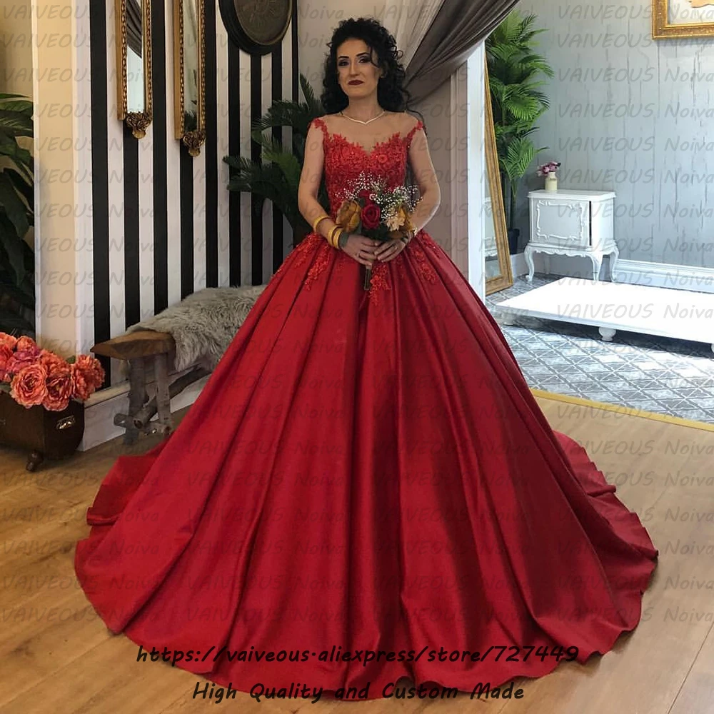 Vestido de Novia романтическое красное свадебное платье с 3D цветочной аппликацией 2020